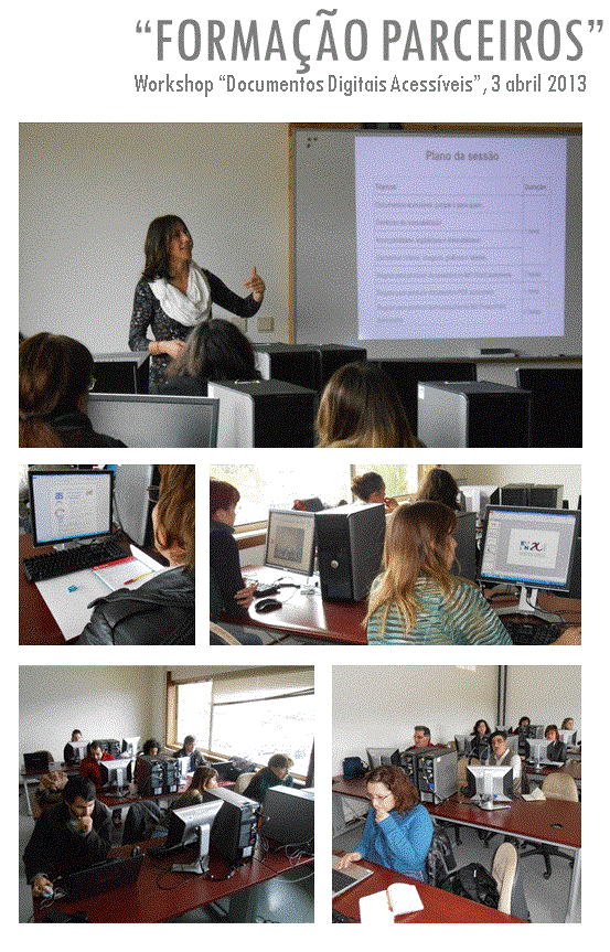 fotos da formadora e formandos na sala de formação